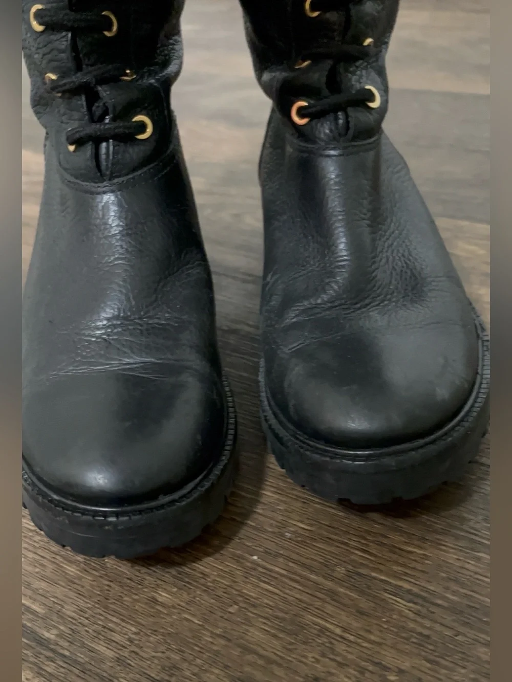 Tory Burch Leather Knee-High Combat Boots
